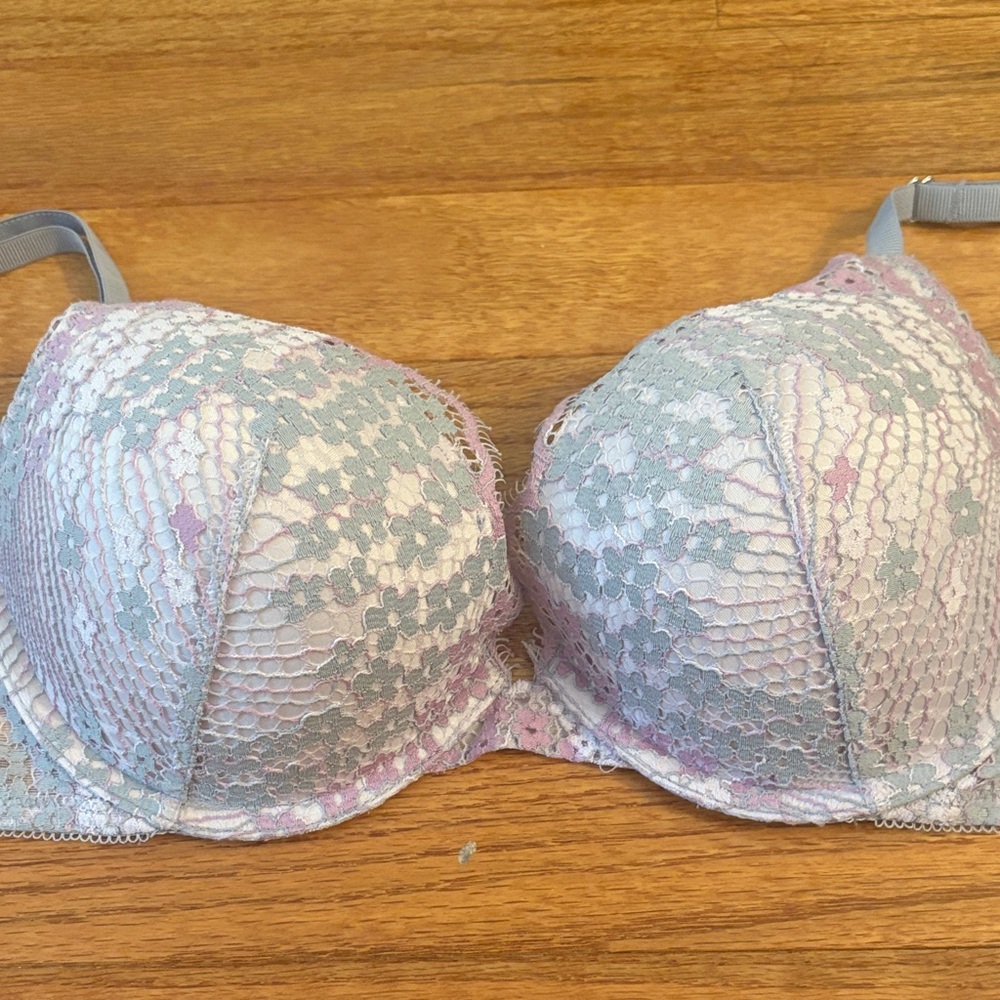 Victoria's Secret Lace Underwire Bra - Light Blue and Pink and Purple